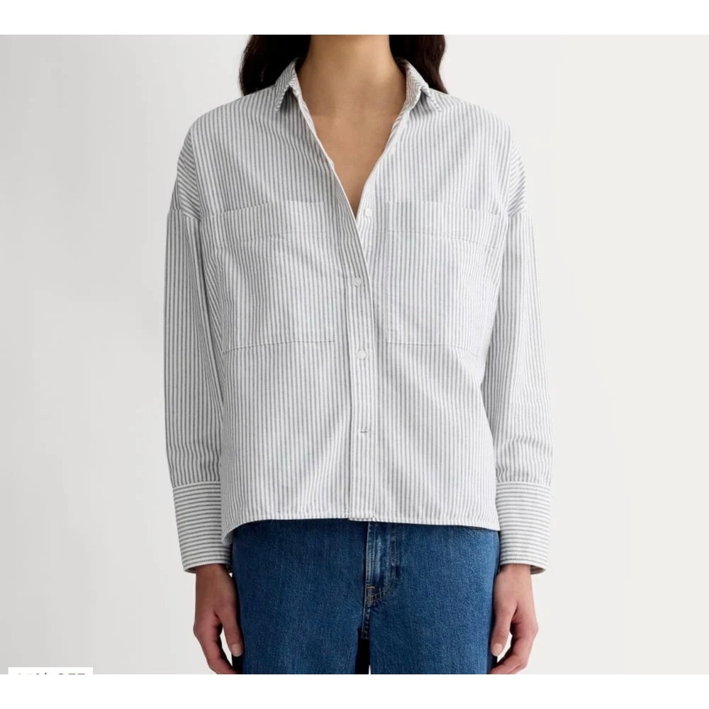 Everlane Women The Boxy Oxford Shirt XXS Striped Casual Oversized Organic Cotton